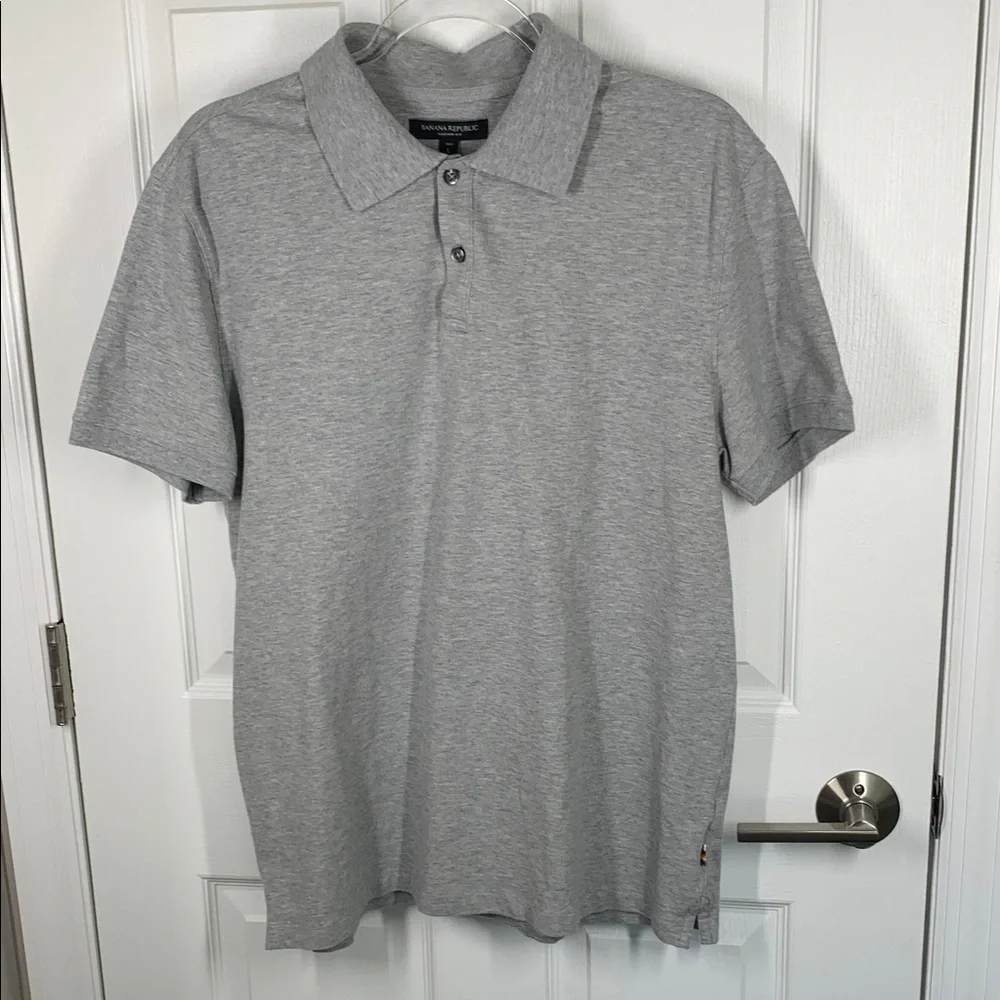 Banana Republic gray polo with pride rainbow under collar size large